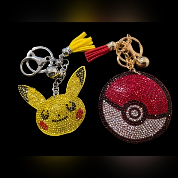 charmed by slg Accessories - Yellow and Red Pikachu and Poké Ball Bag Charm Keychain Set
